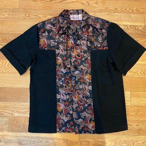 Vintage Coupe De Lux M Chinese Dragon Button Front Shirt Short Sleeve
